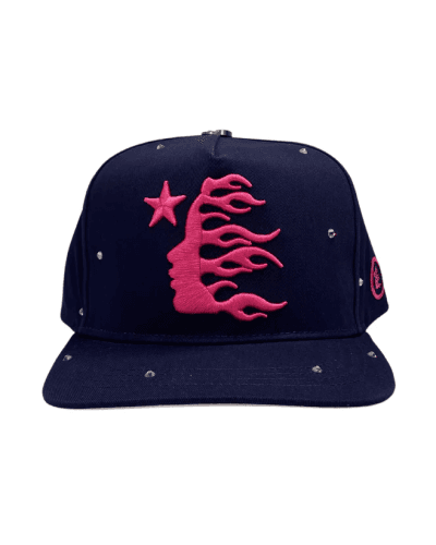 Hellstar Navy Rhinestone Snapback Hat