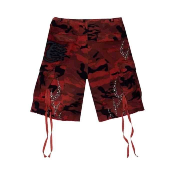 Hellstar Studded Cargo Shorts Red - Image 2